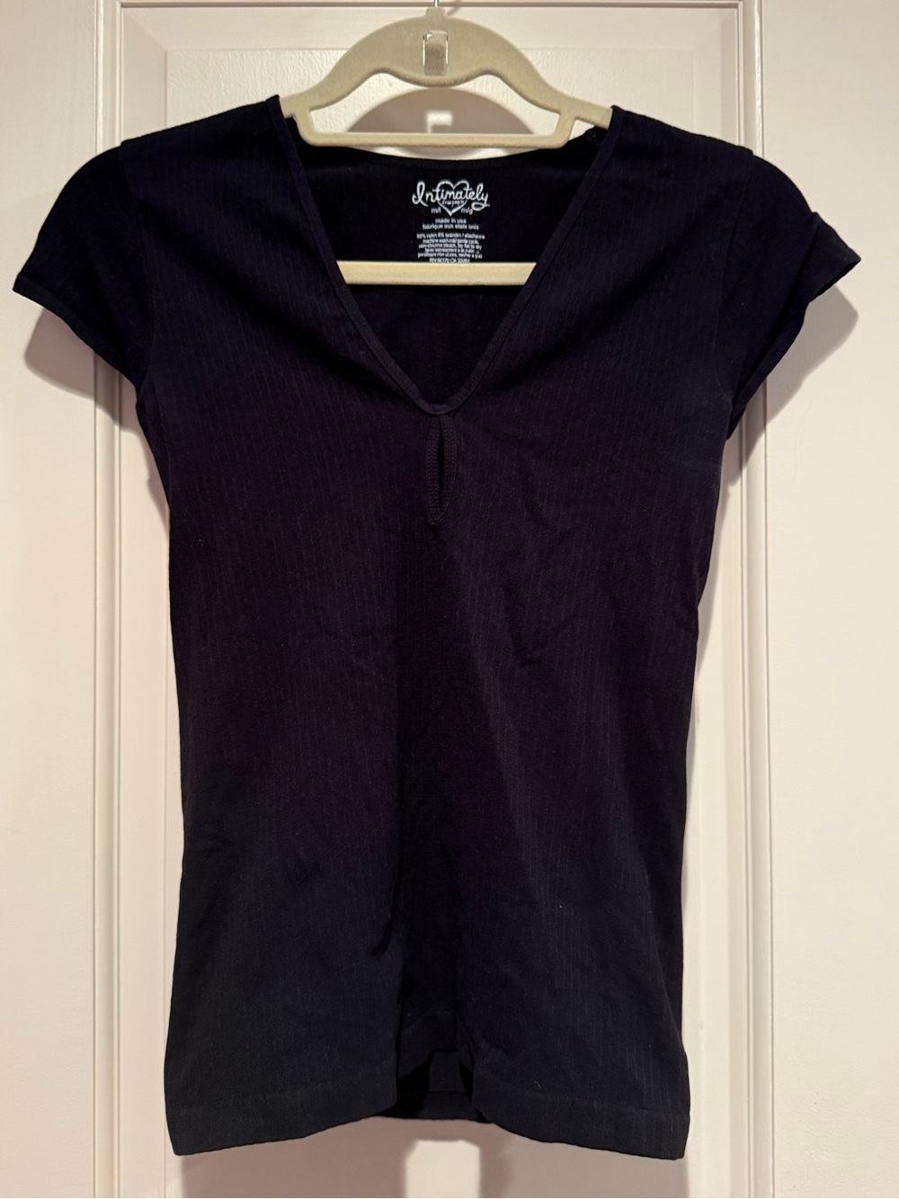 Free People Black V-Neck Ribbed Women’s Top